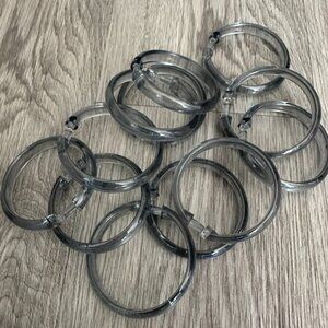 Clear Black Plastic Shower Curtain Rings Bathroom – Set of 12